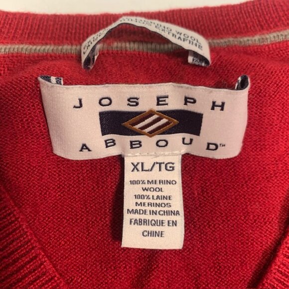 Joseph Abboud Merino Wool Sweater Vest Red XL V Neck Lightweight Mens Classic - Picture 5 of 8